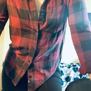 Vans Maroon and Black Grunge Flannel